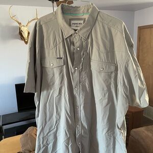 Mens Poncho outdoors shirt! Vented pearl snap!